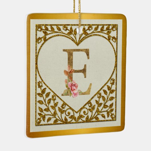 フローラパーソナライズされたモノグラム、AからZまで セラミックオーナメント (右)