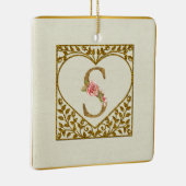 フローラパーソナライズされたモノグラム、AからZまで セラミックオーナメント (右)