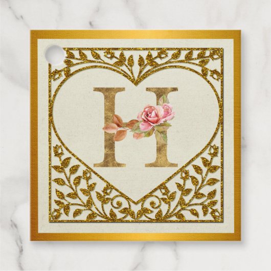 フローラパーソナライズされたモノグラム、AからZまで フェイバータグ (正面)