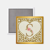 フローラパーソナライズされたモノグラム、AからZまで マグネット (正面/裏面)