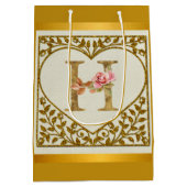 フローラパーソナライズされたモノグラム、AからZまで ミディアムペーパーバッグ (裏面)