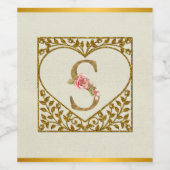 フローラパーソナライズされたモノグラム、AからZまで ワインラベル (シングルラベル)