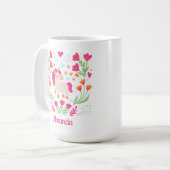 フローラパーソナライズされたユニコーン コーヒーマグカップ (正面左)