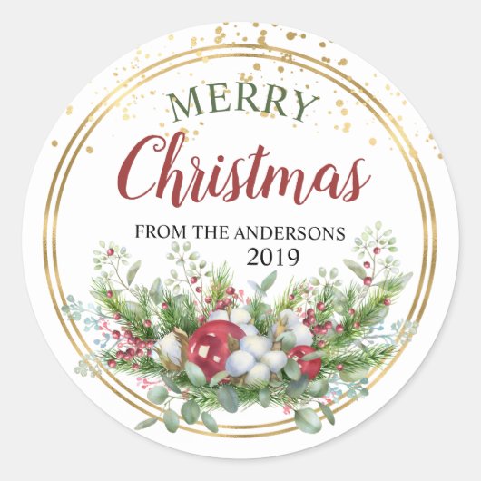 フローラパーソナライズされたラベル ラウンドシール (正面)