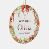 フローラパーソナライズされたリースバプテススギフトゴッドブレス セラミックオーナメント (右)