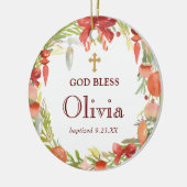 フローラパーソナライズされたリースバプテススギフトゴッドブレス セラミックオーナメント (左)