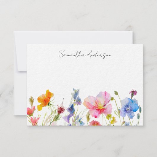 フローラパーソナライズされたワイルドフラワーフラットノートカード ノートカード (正面)