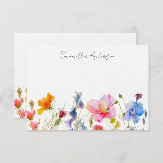 フローラパーソナライズされたワイルドフラワーフラットノートカード ノートカード (正面/裏面)