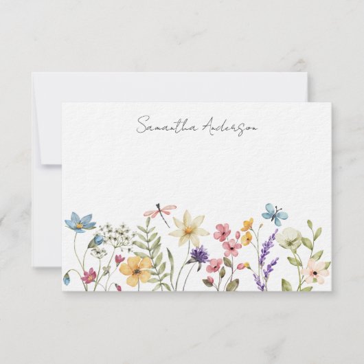 フローラパーソナライズされたワイルドフラワーフラットノートカード ノートカード (正面)