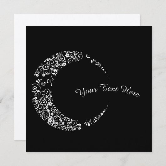 フローラパーソナライズされた三日月フラットカード (正面/裏面)