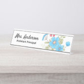 フローラパーソナライズされた先生校長女性ボス デスクネームプレート (正面)