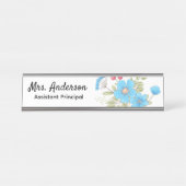 フローラパーソナライズされた先生校長女性ボス デスクネームプレート (正面)