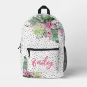 フローラパーソナライズされた名ガールズ プリントバックパック (正面)