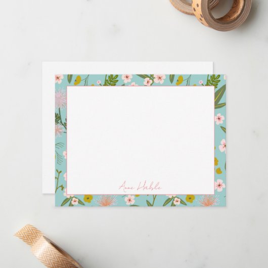 フローラパーソナライズされた固定 ノートカード (正面/裏面インサイチュ)