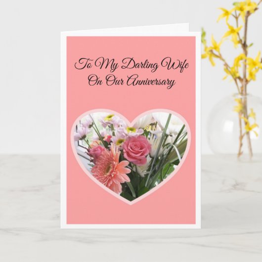 フローラパーソナライズされた妻結婚記念日 カード (黄色い花)