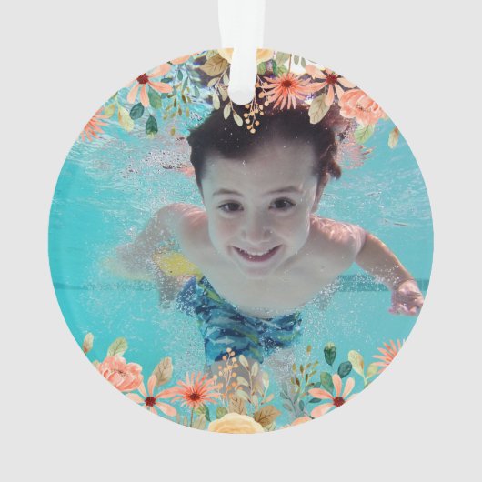 フローラパーソナライズされた娘孫写真 オーナメント (裏面)