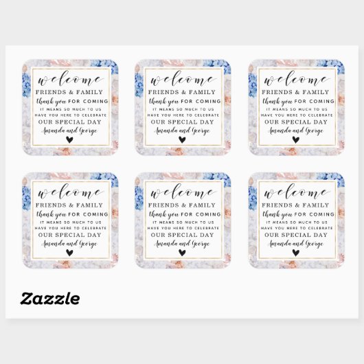 フローラパーソナライズされた感謝してい結婚式の引き出物 スクエアシール (シート)