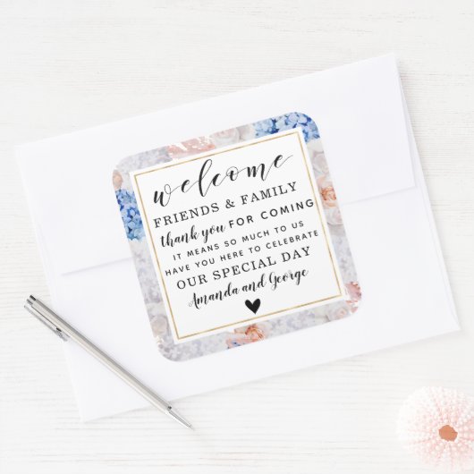 フローラパーソナライズされた感謝してい結婚式の引き出物 スクエアシール (封筒)