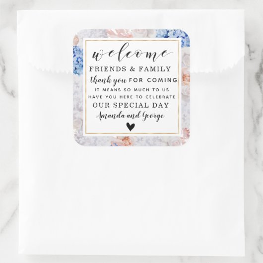 フローラパーソナライズされた感謝してい結婚式の引き出物 スクエアシール (バッグ)