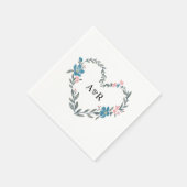 フローラパーソナライズされた植物性の心臓の形結婚状 スタンダードカクテルナプキン (角)