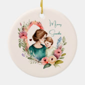 フローラパーソナライズされた母娘息子 セラミックオーナメント (裏面)