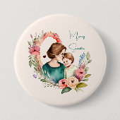 フローラパーソナライズされた母娘息子 缶バッジ (正面)