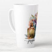 フローラパーソナライズされた水彩ユリ カフェラテマグ (左アングル)