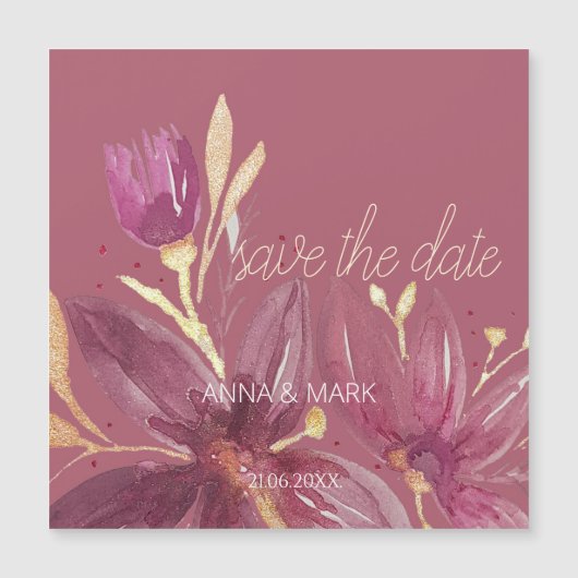 フローラパーソナライズされた水彩温室と金ゴールド (正面)