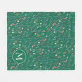 フローラパーソナライズされた水彩画 フリースブランケット (正面(横))