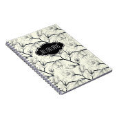 フローラパーソナライズされた白黒パターン ノートブック (右側)