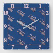 フローラパーソナライズされた矢印 スクエア壁時計 (正面)