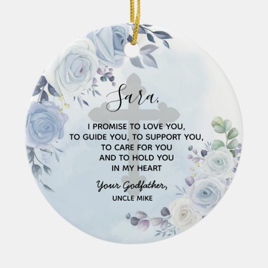 フローラパーソナライズされた神父が神様に誓う セラミックオーナメント (正面)