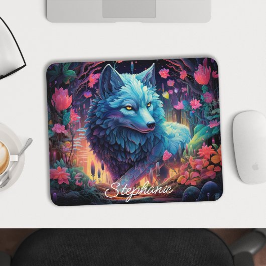 フローラパーソナライズされた神秘的な狼 マウスパッド