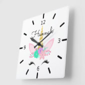 フローラパーソナライズされた笑顔 スクエア壁時計 (傾斜)