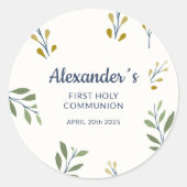 フローラパーソナライズされた第1通信ステッカー ラウンドシール (正面)