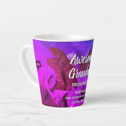 フローラパーソナライズされた素晴らしおばあちゃんの諺31 カフェラテマグ (左アングル)