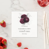 フローラパーソナライズされた結婚のブルゴーニュ スタンダードカクテルナプキン (インサイチュ)