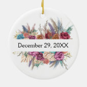フローラパーソナライズされた結婚トレンディーブライダルパーティ セラミックオーナメント (裏面)