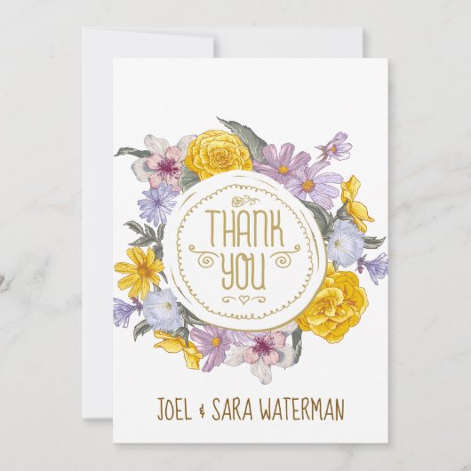 フローラパーソナライズされた結婚リース サンキューカード (正面)