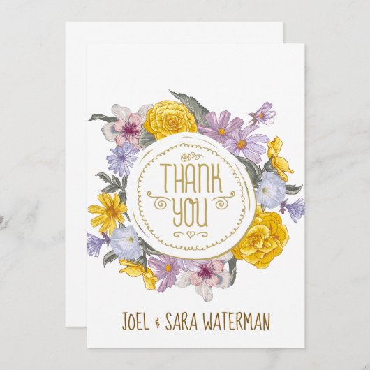 フローラパーソナライズされた結婚リース サンキューカード (正面/裏面)