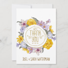 フローラパーソナライズされた結婚リース サンキューカード