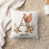 フローラパーソナライズされた蝶の文字Aモノグラム クッション (ブランケット)