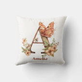 フローラパーソナライズされた蝶の文字Aモノグラム クッション (裏面)