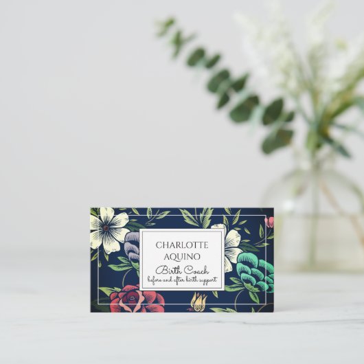 フローラパーソナライズされた誕生コーチドゥラ 名刺 (スタンド正面)