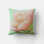 フローラパーソナライズされた造形造幣局とコーラルピロー クッション (裏面)