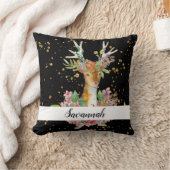 フローラパーソナライズされた鹿 クッション (ブランケット)