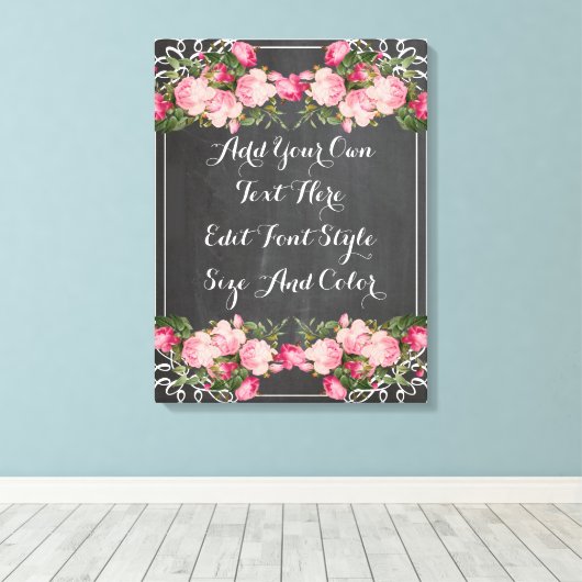フローラパーソナライズされた黒板引用文 キャンバスプリント (インサイチュ (ウッドフロア))