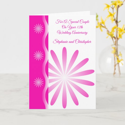 フローラパーソナライズされた12結婚周年 カード (黄色い花)