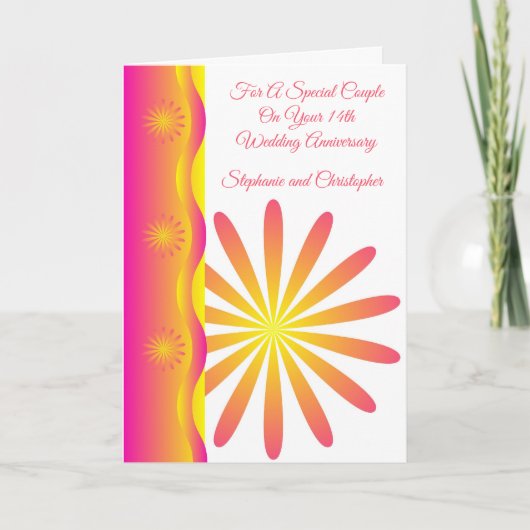 フローラパーソナライズされた14結婚周年記念カード カード (正面)