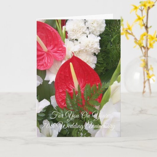 フローラパーソナライズされた70結婚周年 カード (黄色い花)